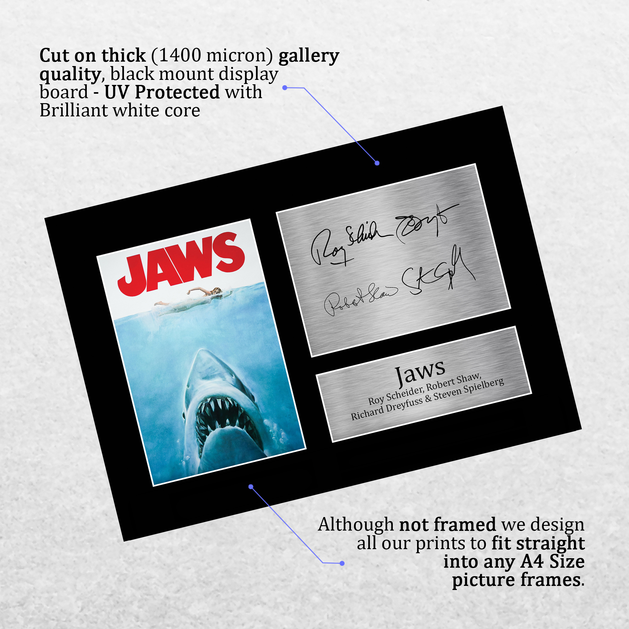 Jaws Ideal Gift Printed Framed Autograph Picture to Movie Memorabilia Fans - Picture 4 of 80