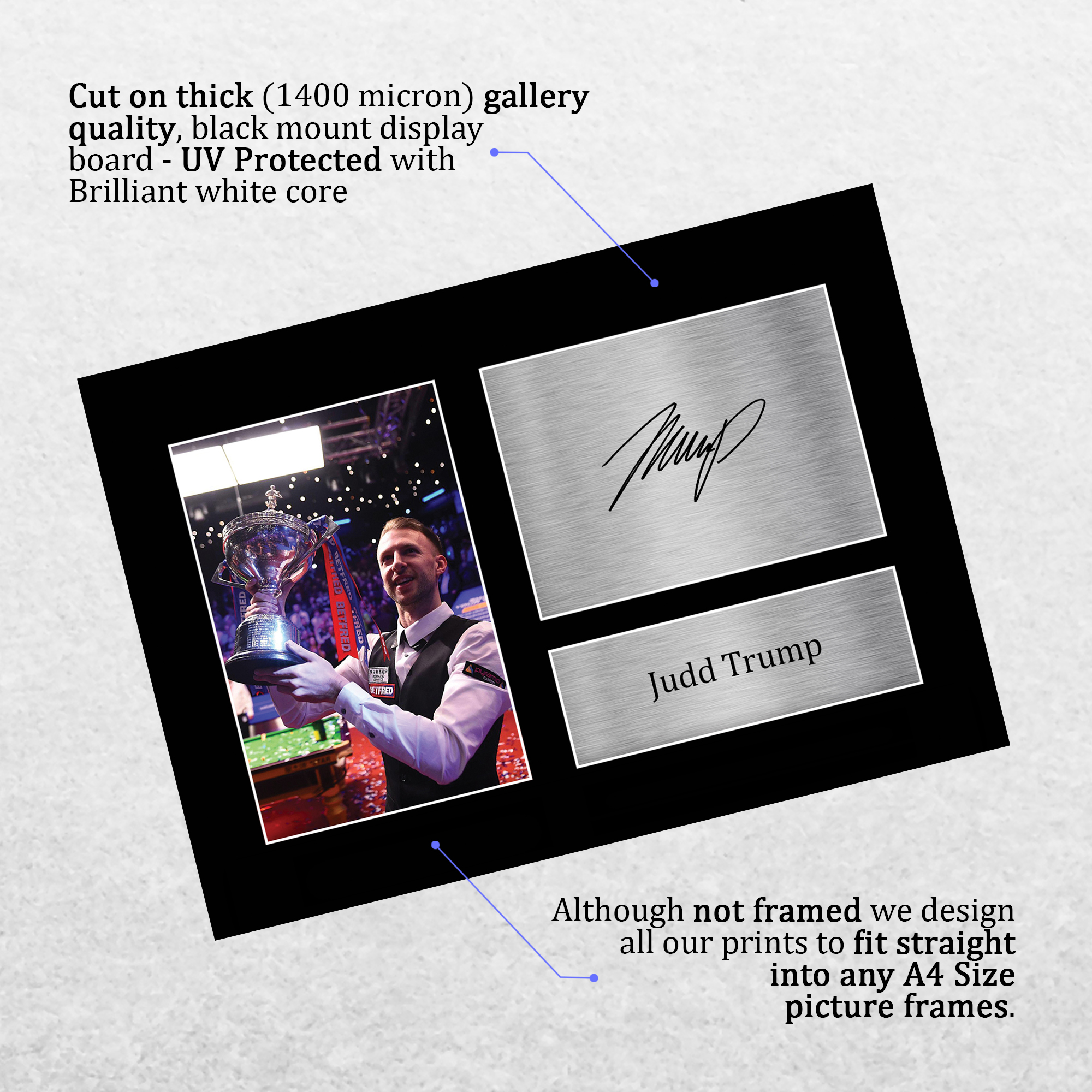 Judd Trump A4 biliardo idea regalo stampata firmata foto design per tifosi WST - Foto 12 di 17