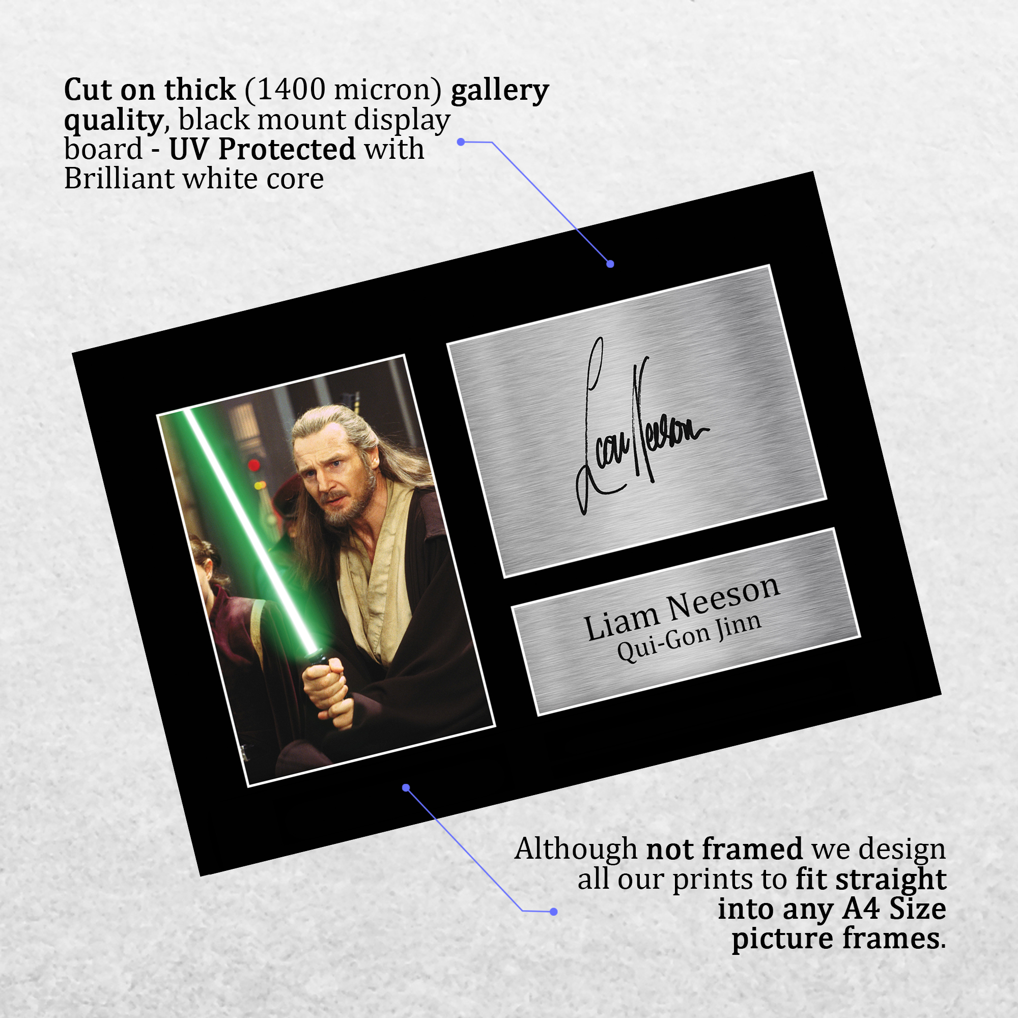 Liam Neeson Star Wars Gift Idea Framed Autograph Picture Print to Movie Fans - Picture 19 of 24