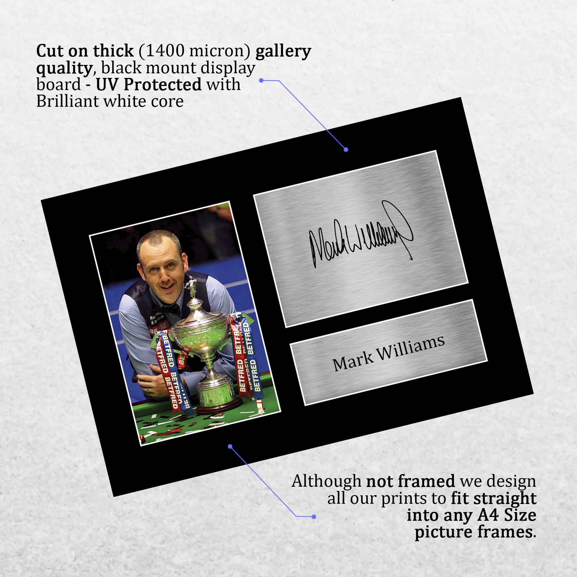 Mark Williams A4 Snooker Gift Idea Printed Signed Photo Design for WST Fans - Bild 12 von 17