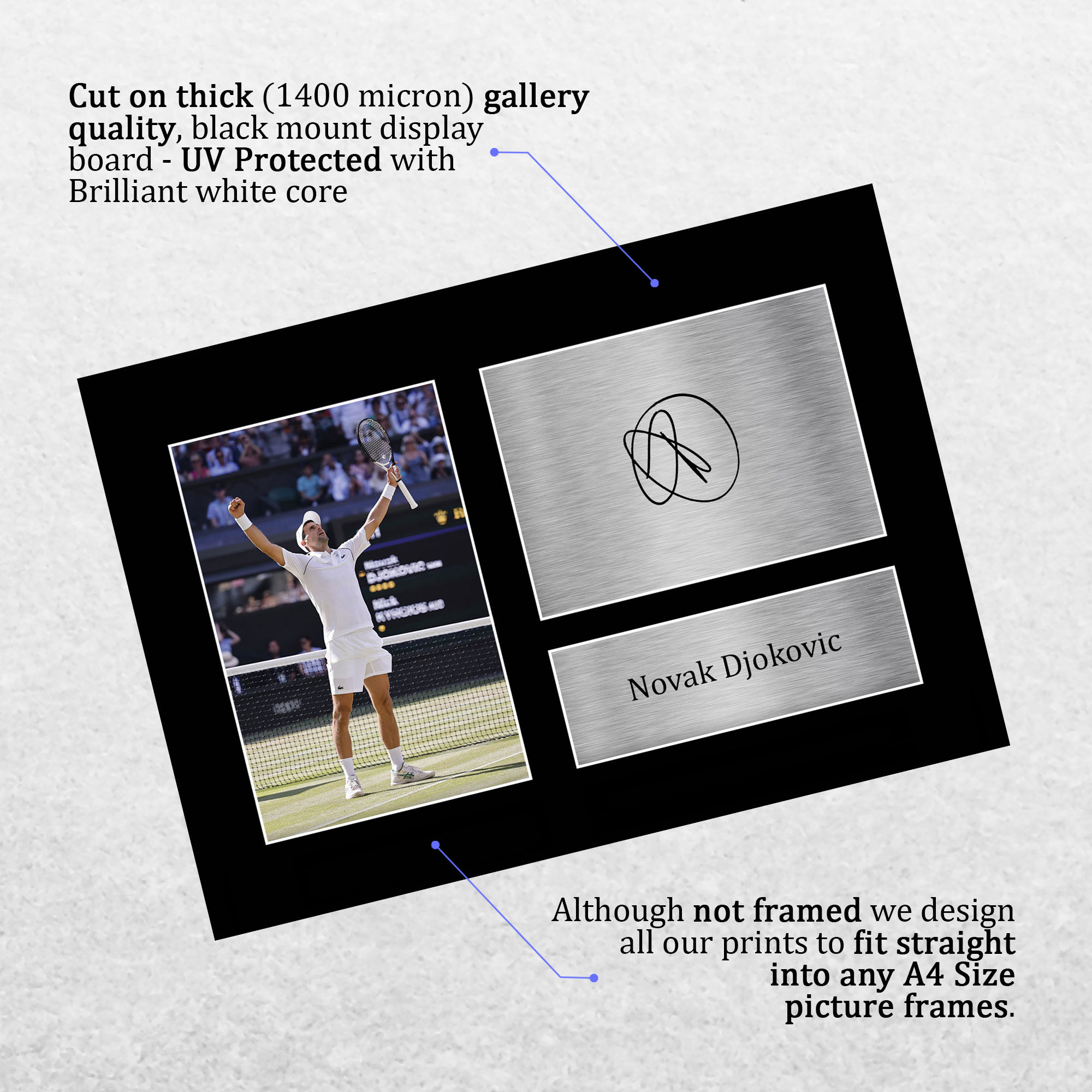 Novak Djokovic Top Geschenkidee gerahmte Autogramm Fotoabzüge an Tennisfans - Bild 12 von 17