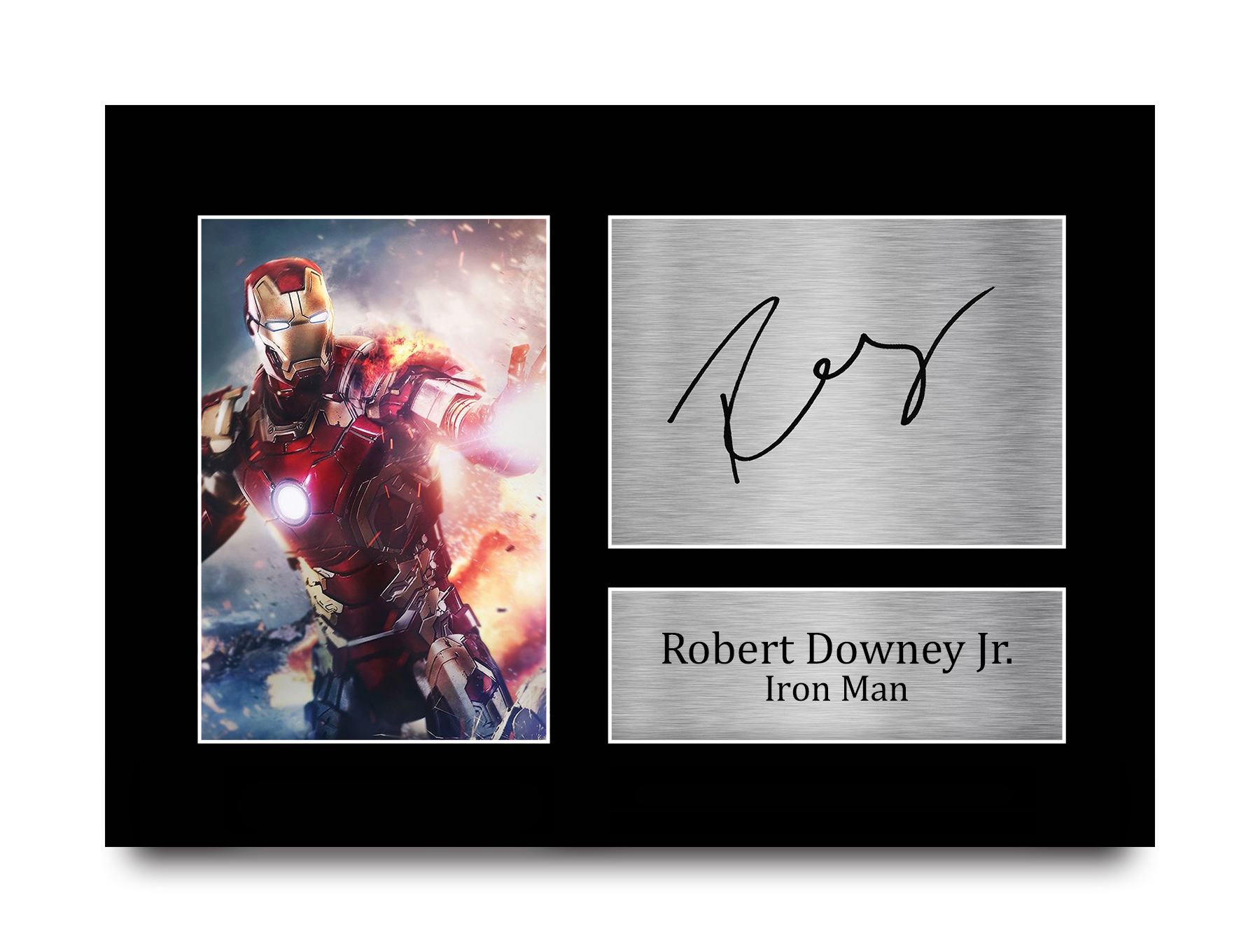 Robert Downey Jr Signed A4 Framed Printed Autograph Iron Man