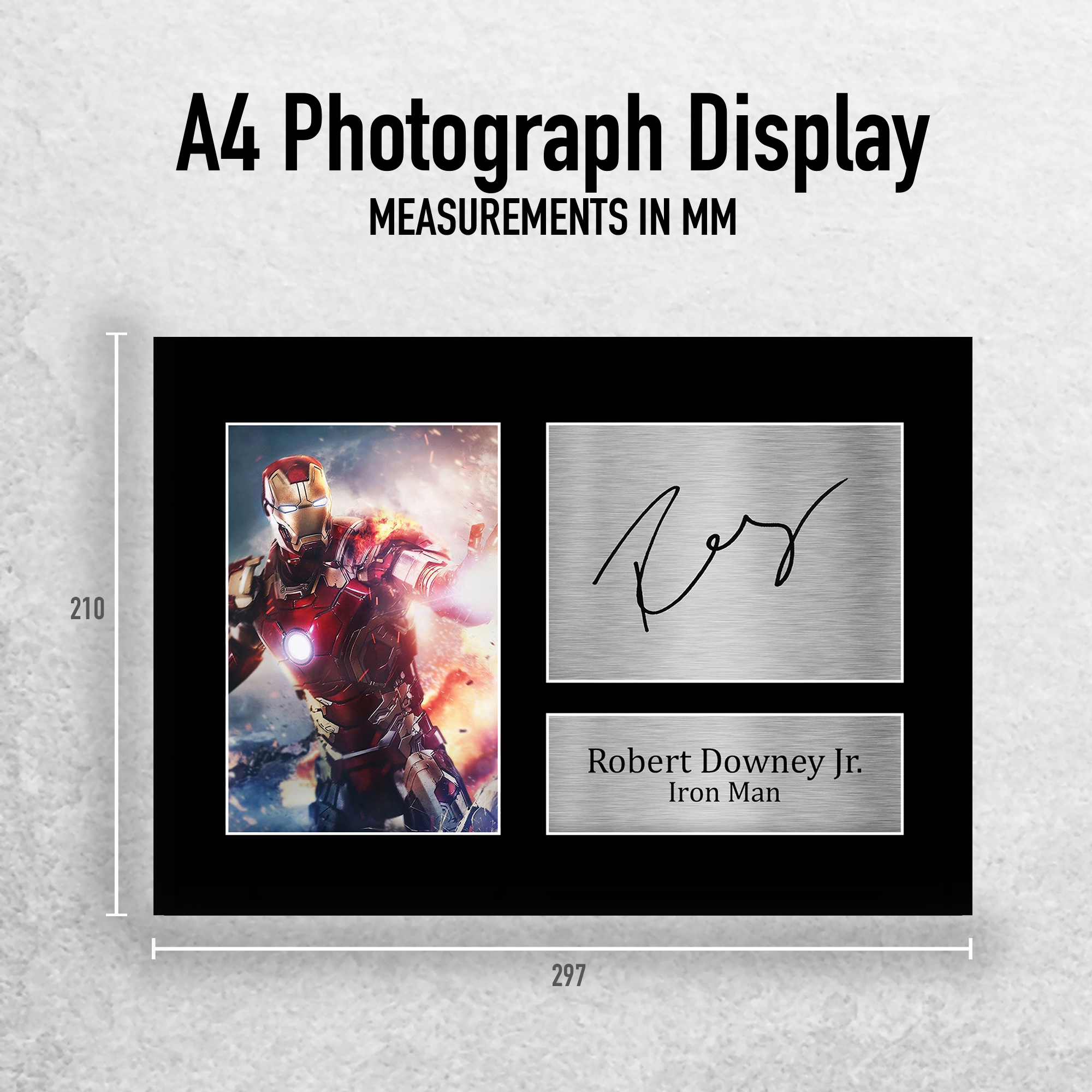 Robert Downey Jr Signed A4 Framed Printed Autograph Iron Man