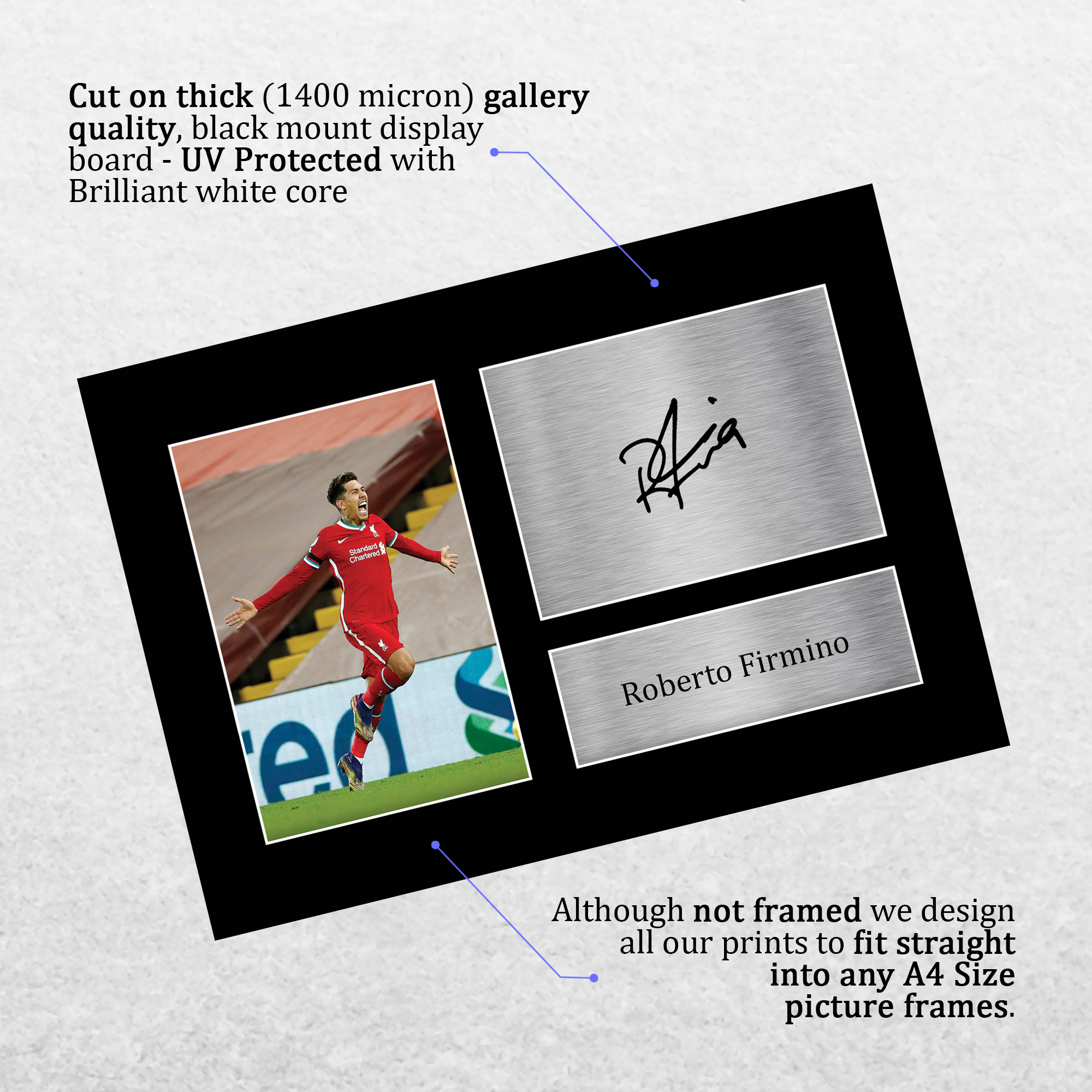 Autografo Roberto Firmino firmato A4 incorniciato stampato Liverpool stampa LFC regalo - Foto 4 di 24