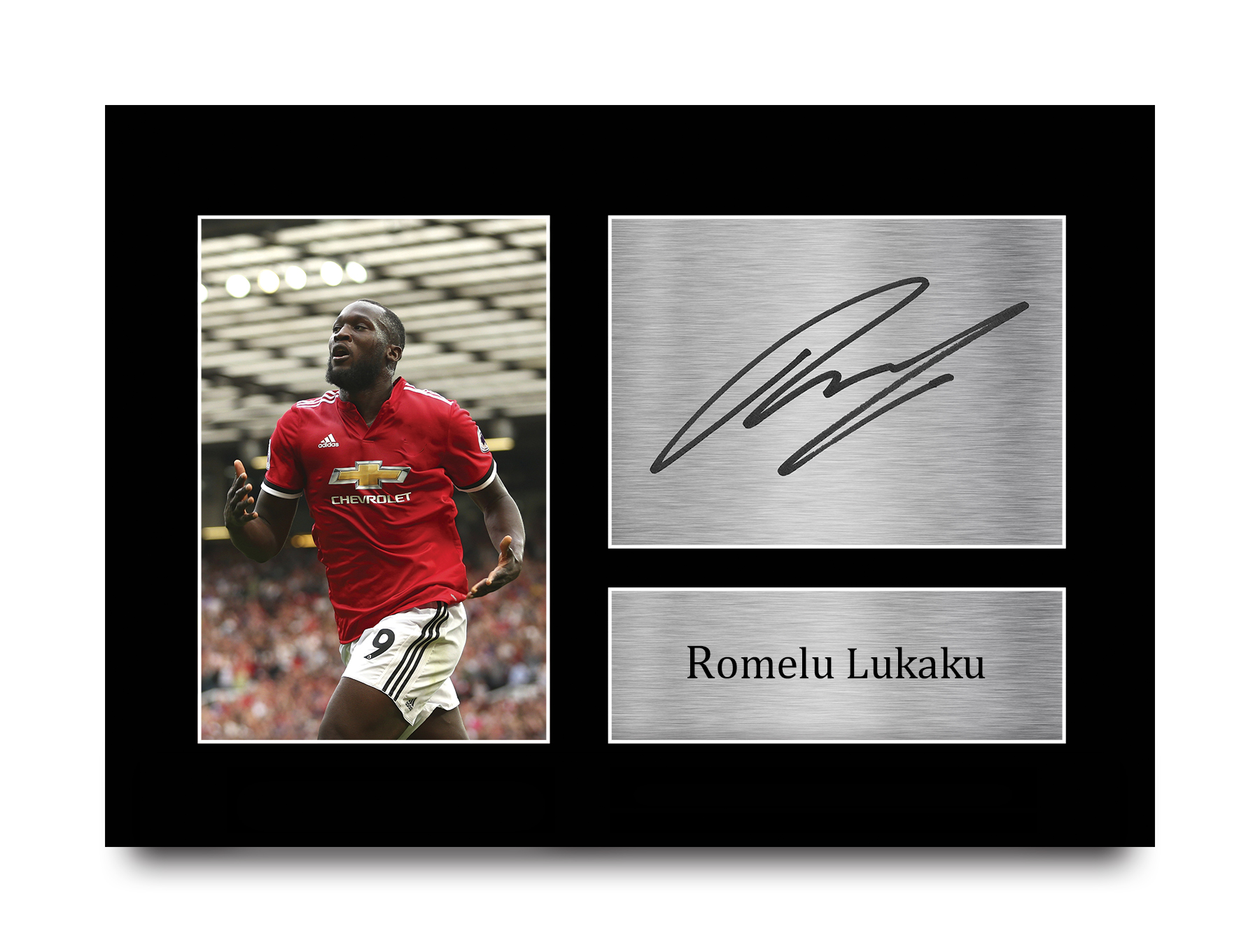 Gifts for Manchester Utd Fans Romelu Lukaku Signed A4 Framed