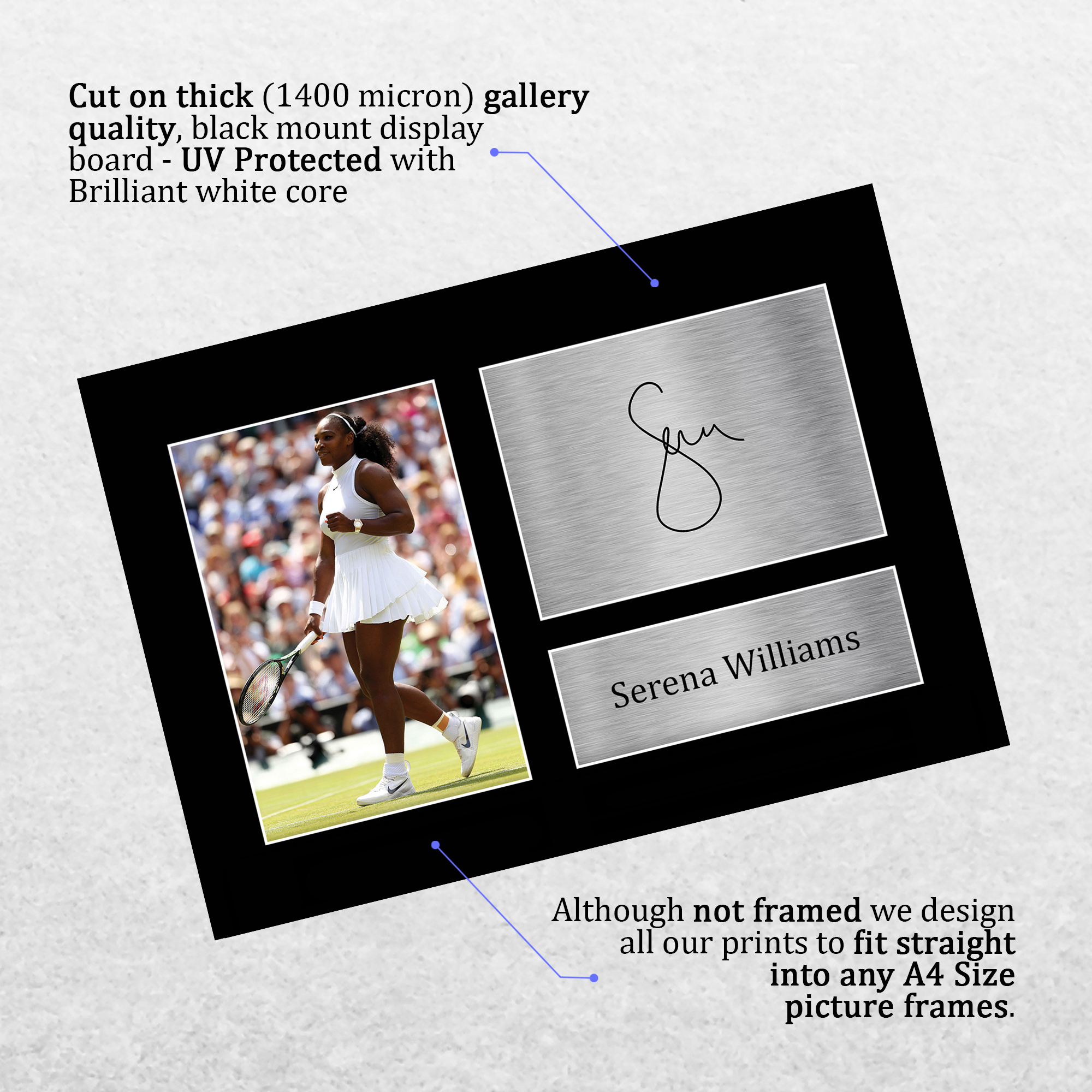 Serena Williams firmó un autógrafo preimpreso A4 Photo Gift para un fanático del tenis - Imagen 12 de 17