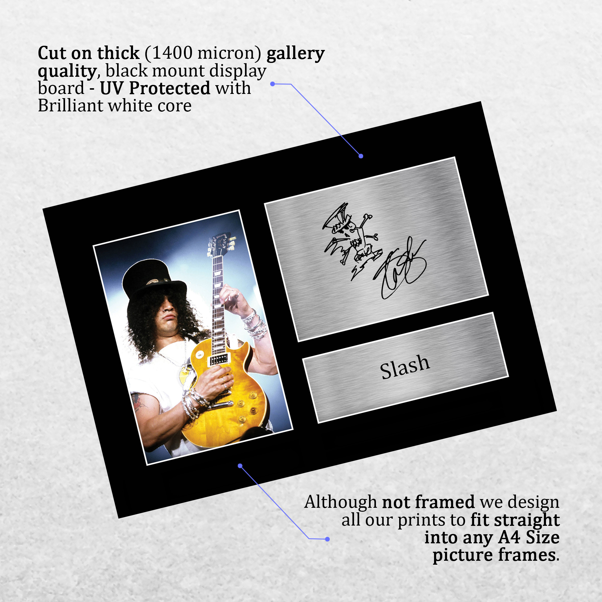 Slash Signed Pre-Printed Autographed A4 Photo Display Gift For