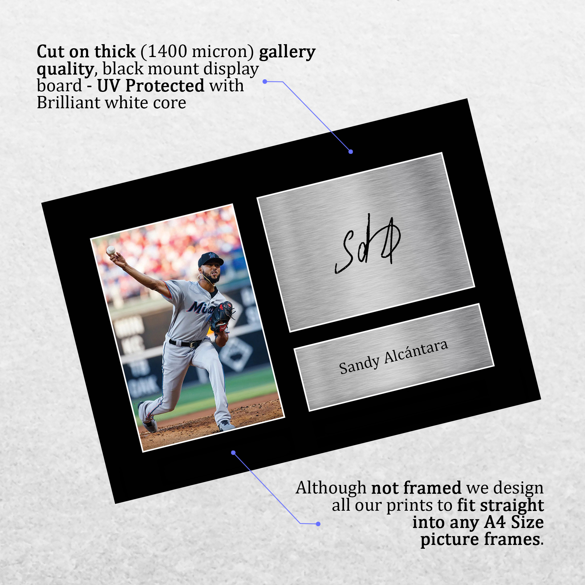 Sandy Alcantara Miami Marlins Framed Printed Autograph Picture for Baseball Fan - Produktbild 2