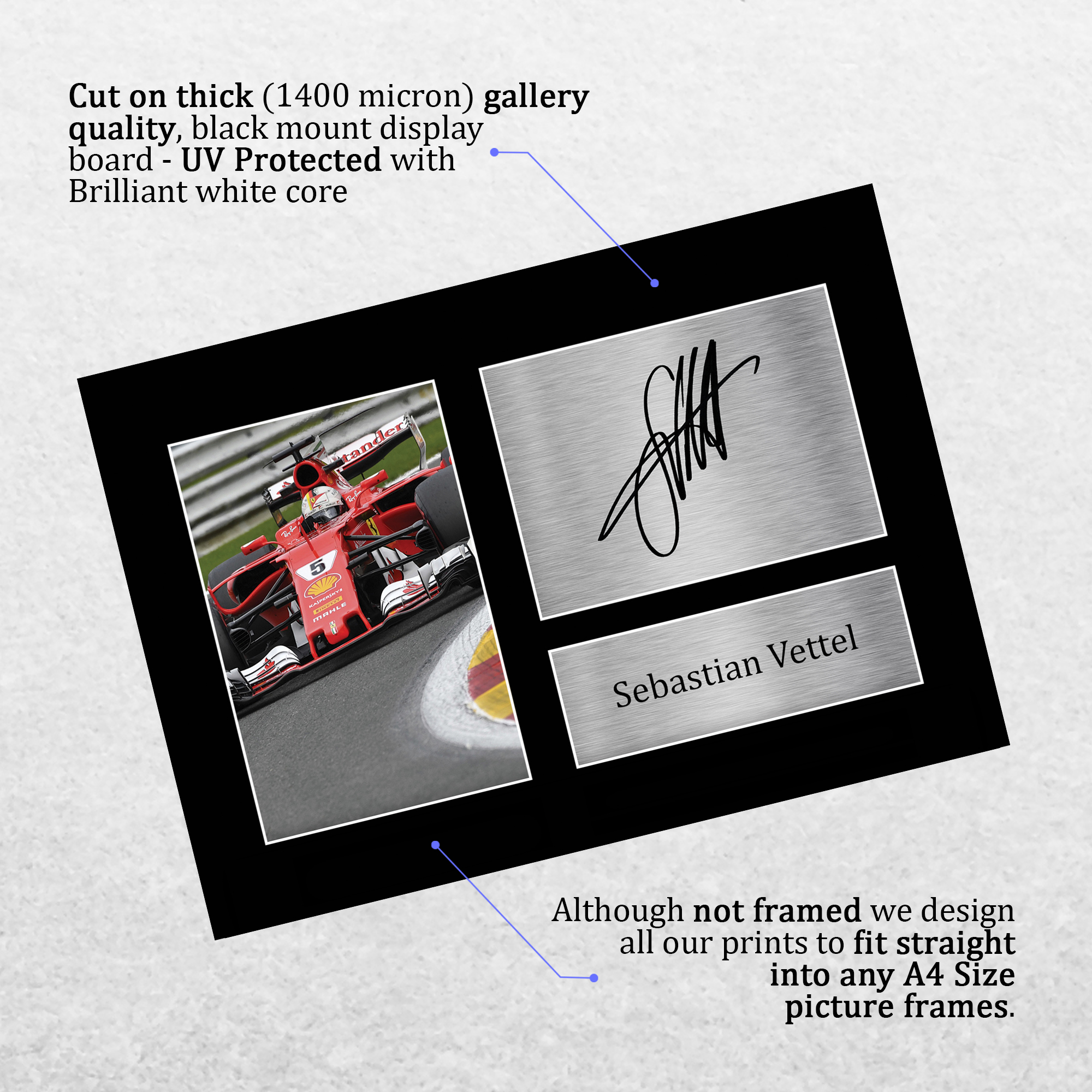 Sebastian Vettel Signed Pre Printed Autograph A4 Photo Gift For a F1 Fan - Foto 12 di 17