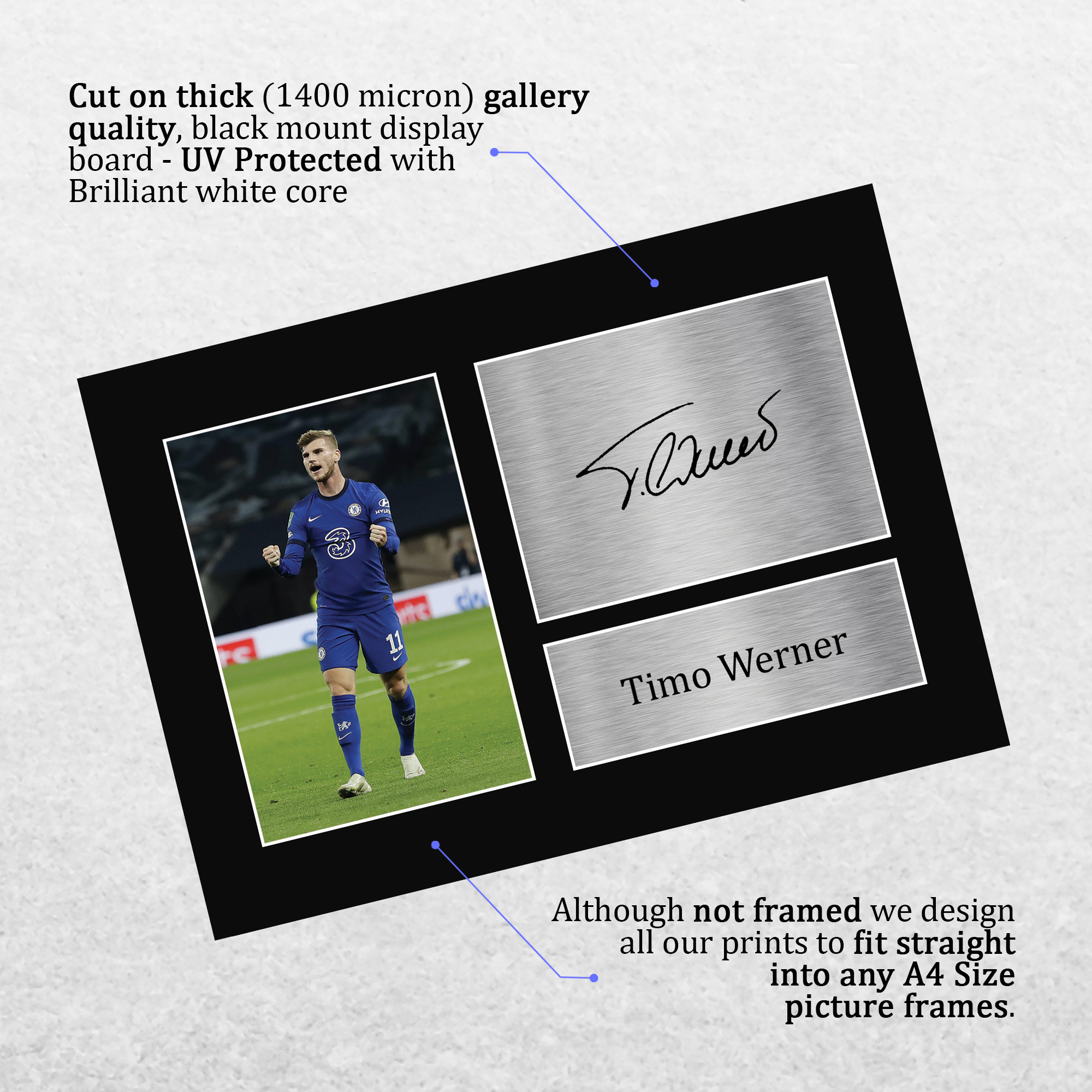 Timo Werner A4 Chelsea Gift Ideas Printed Autograph Picture for Football Fans - Imagen 12 de 17