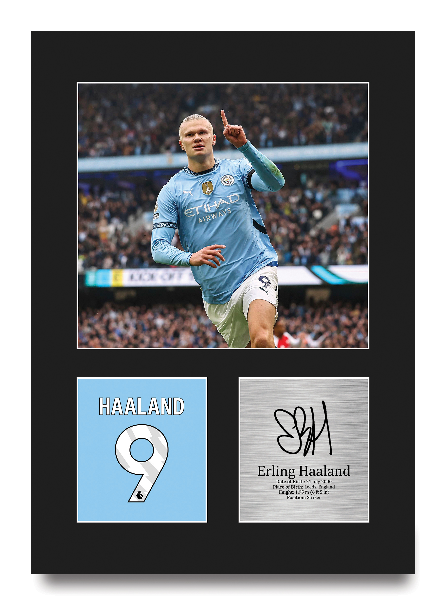 Erling Haaland Manchester City gerahmtes gedrucktes Autogrammbild für Fußballfan - Bild 48 von 58