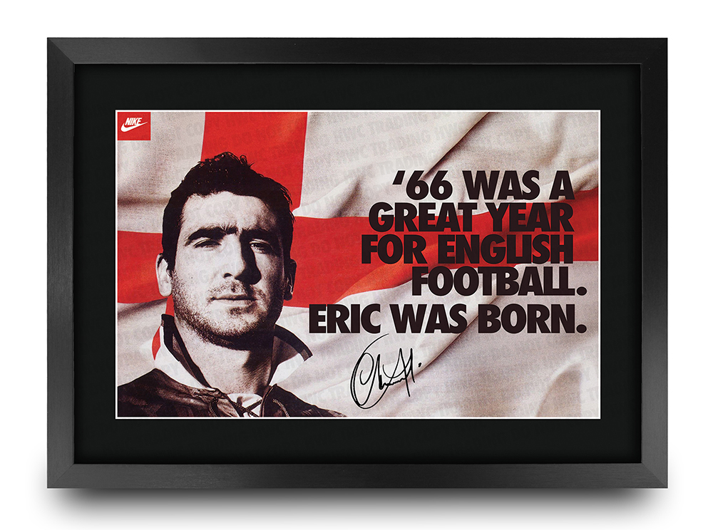 A3 Eric Cantona Signed Nike Advert 1966 Was Good Year Framed