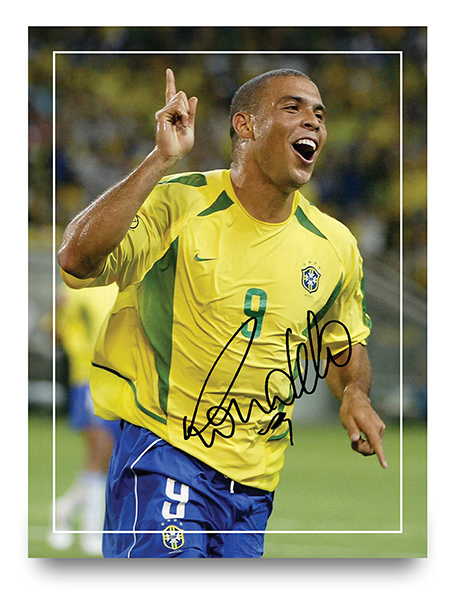 Ronaldo R9 Signed Brazil 8x6 Pre Printed Autograph Photo