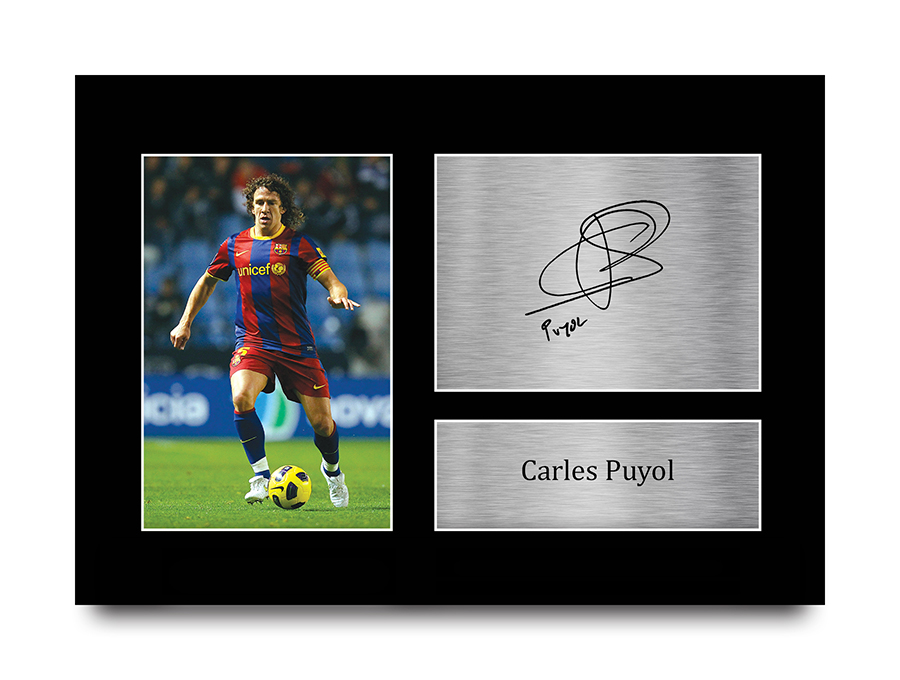 プジョル　puyol 直筆サイン　FCバルセロナ　アームバンド Carles Puyol Barcelona Framed Printed Autograph Picture for