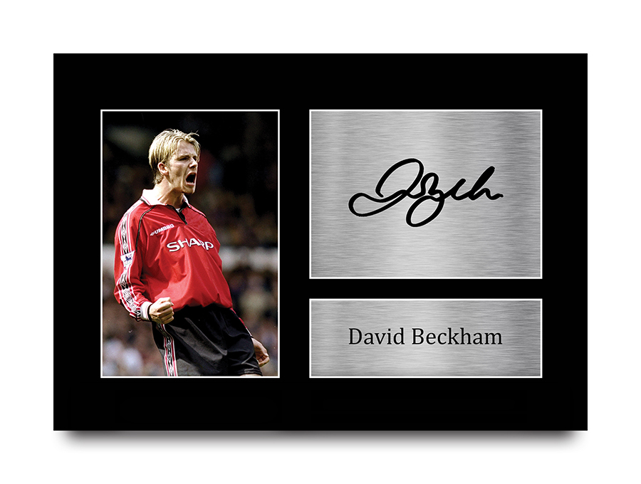 2002年　英国 David Beckham 額縁付きフォト David Beckham Signed A4 Framed Printed Autograph Man United Print