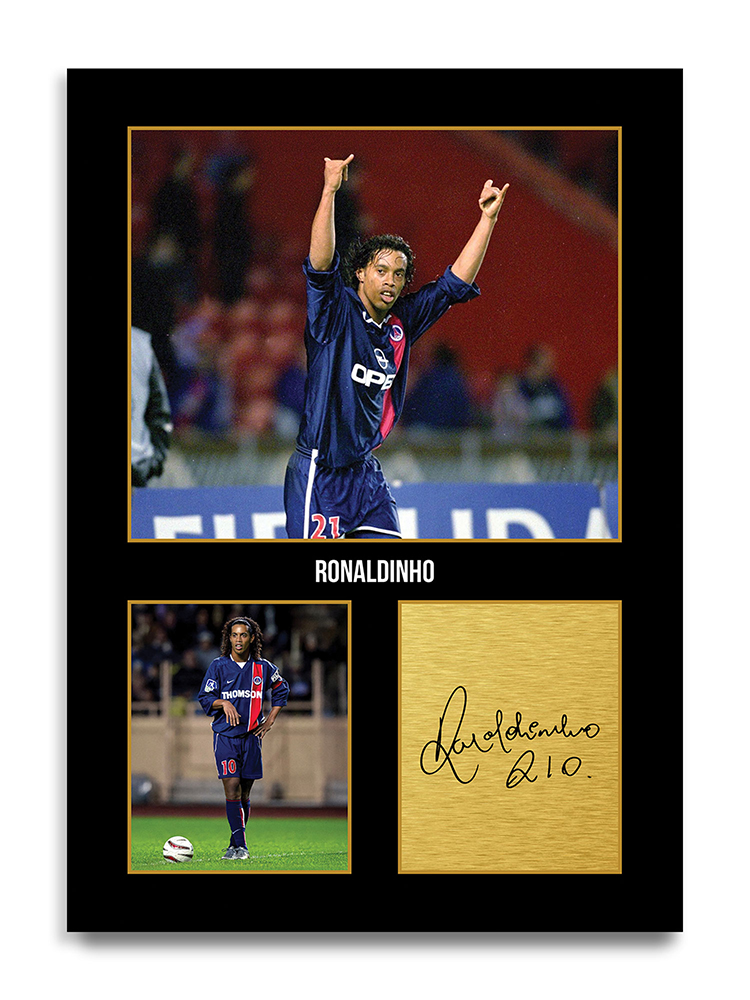 Ronaldinho PSG Football Player Autograph Print Gift Item Wall Art Decor