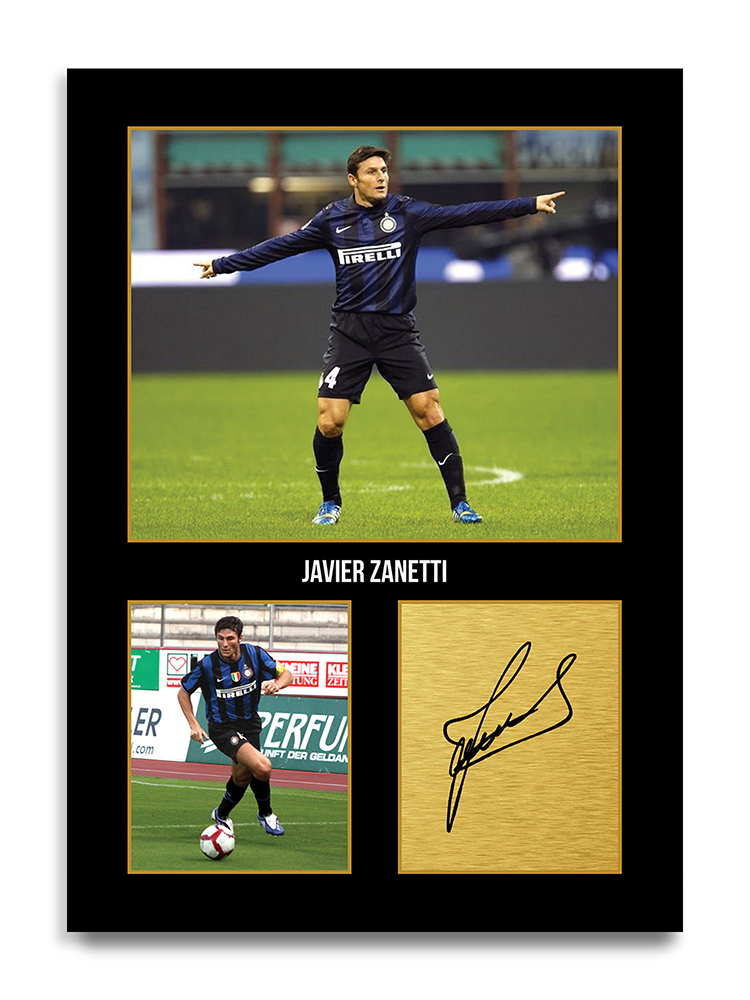 Javier Zanetti Inter Milan Football Player Autograph Print Gift Item Decor