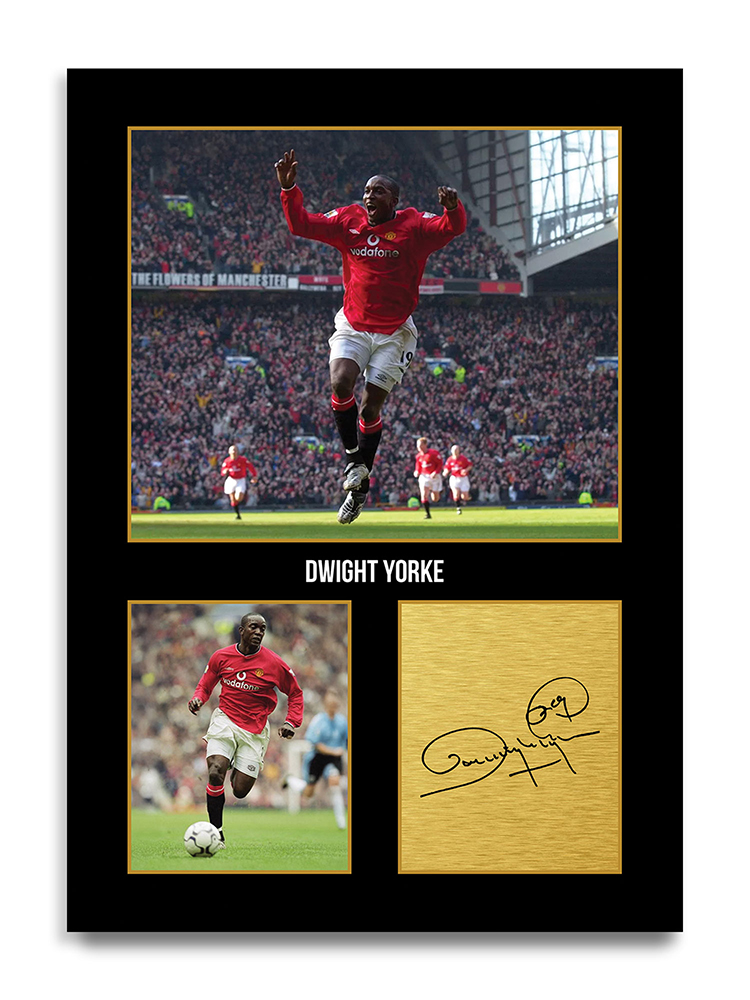 Dwight Yorke Manchester Utd Autographed Print Football Gift Item Decor
