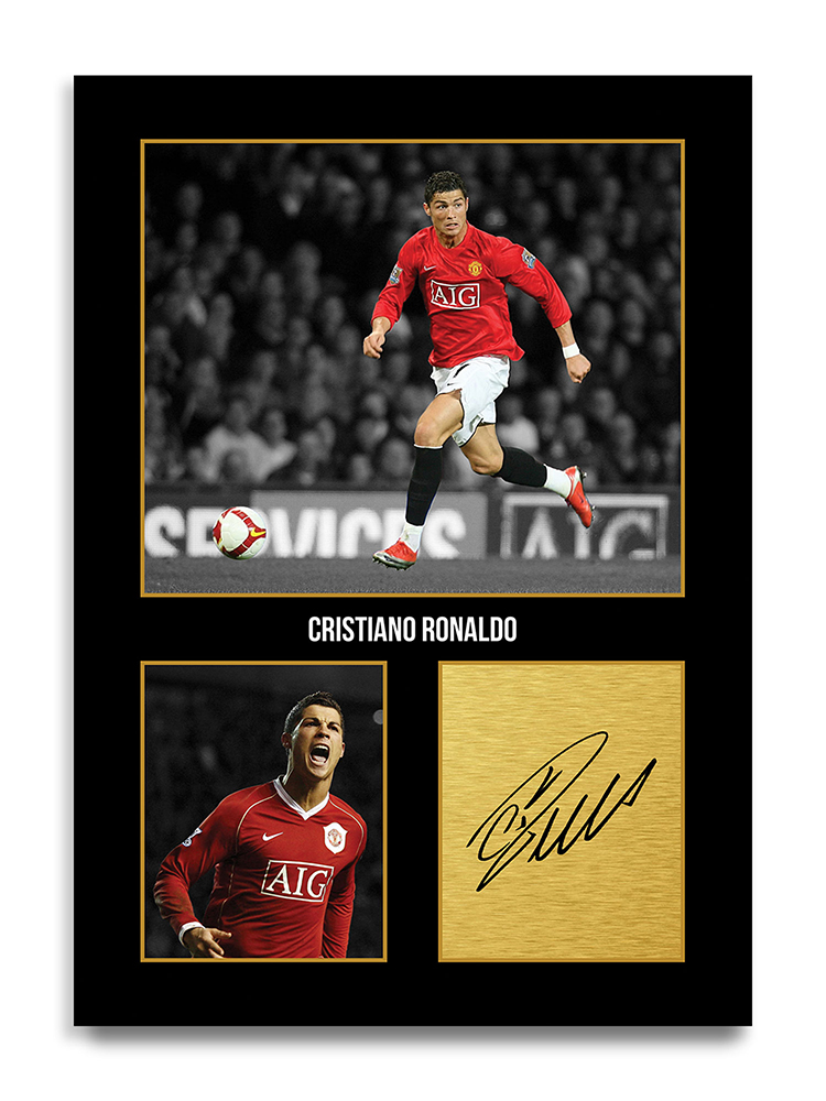 Cristiano Ronaldo Manchester Utd Autographed Print Football Gift Item Decor
