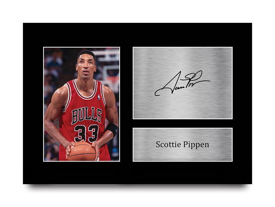 scottie pippen AUTO サイン　ピッペン　　TOPPS Scottie Pippen Chicago Team Gift Signed Autograph A4 Picture